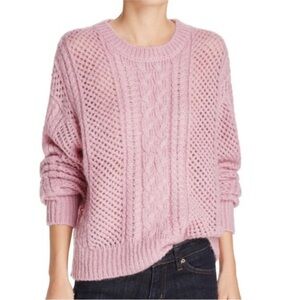 JOHN + JENN Cheyenne Cableknit Mohair Blend Sweater Lavender {2C47} Size Small